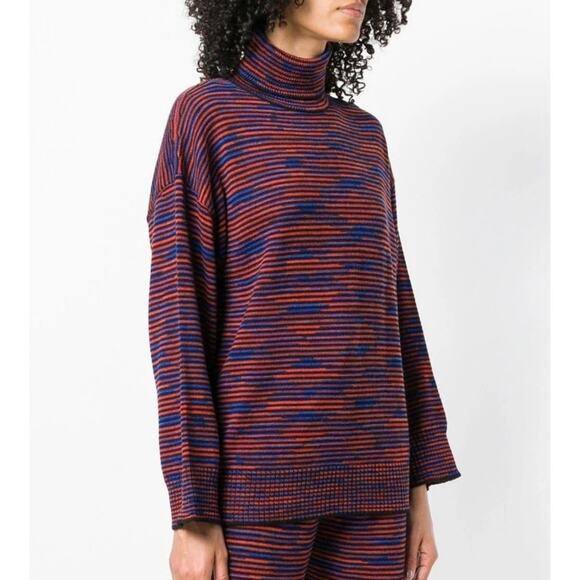 Missoni Oversized 100% Virgin Wool Striped Turtleneck Sweater EUC Sz Small $595 - Picture 2 of 14